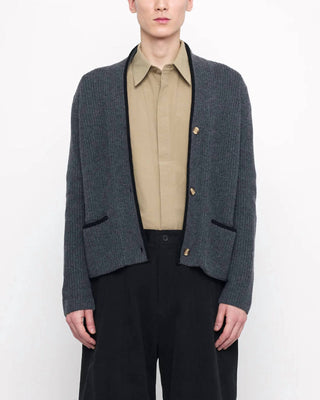 7115 By Szeki - V-neck Pockets Trimmed Cardigan