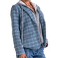Elan - Plaid Long-Sleeve Layered Blazer Hoodie