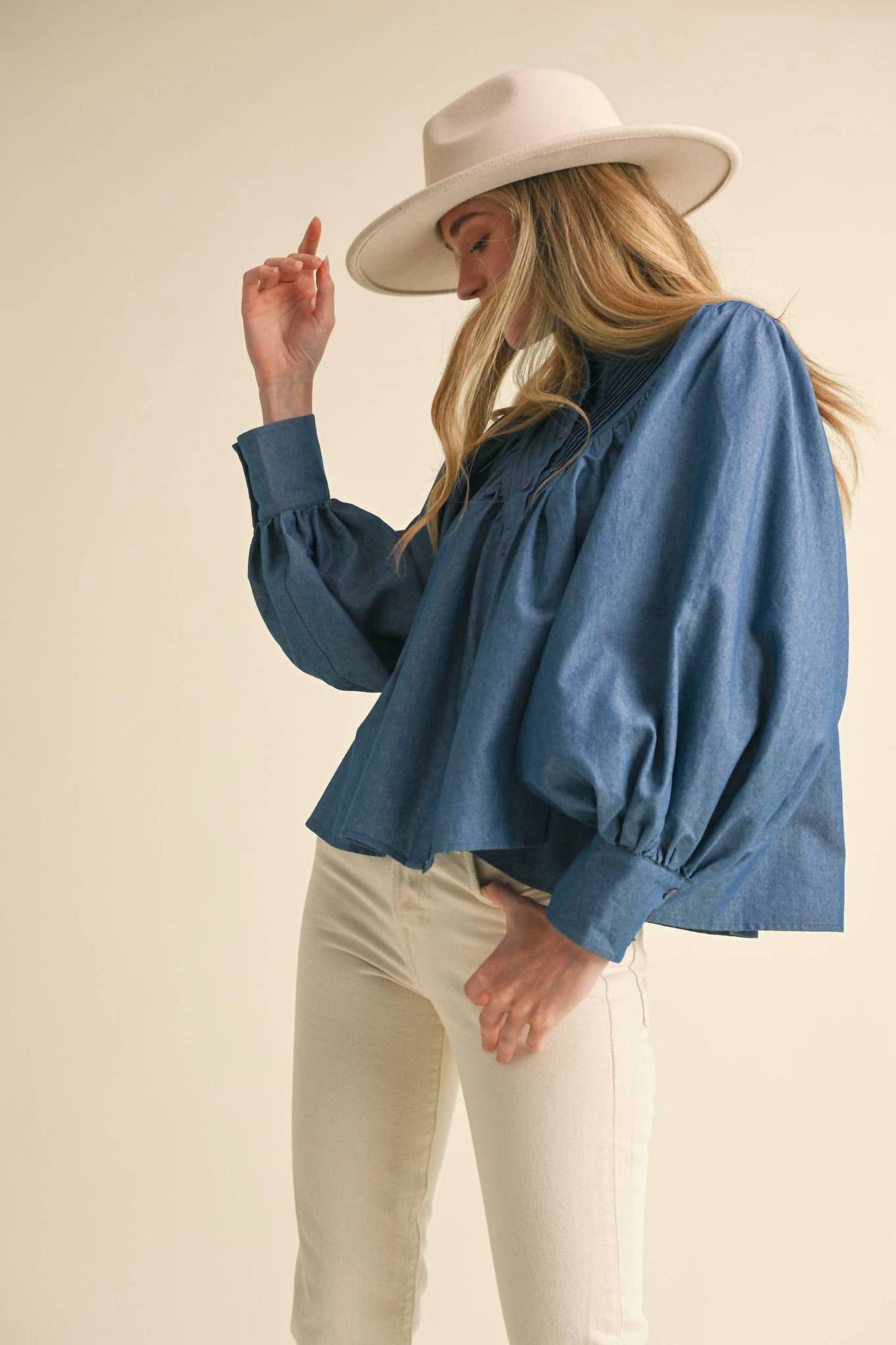 &Merci - Button Down Batwing Sleeve Top
