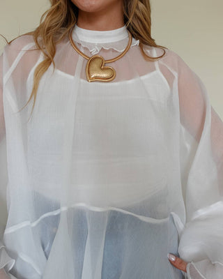 Fore Collection - Love Letters Sheer Ruffle Top