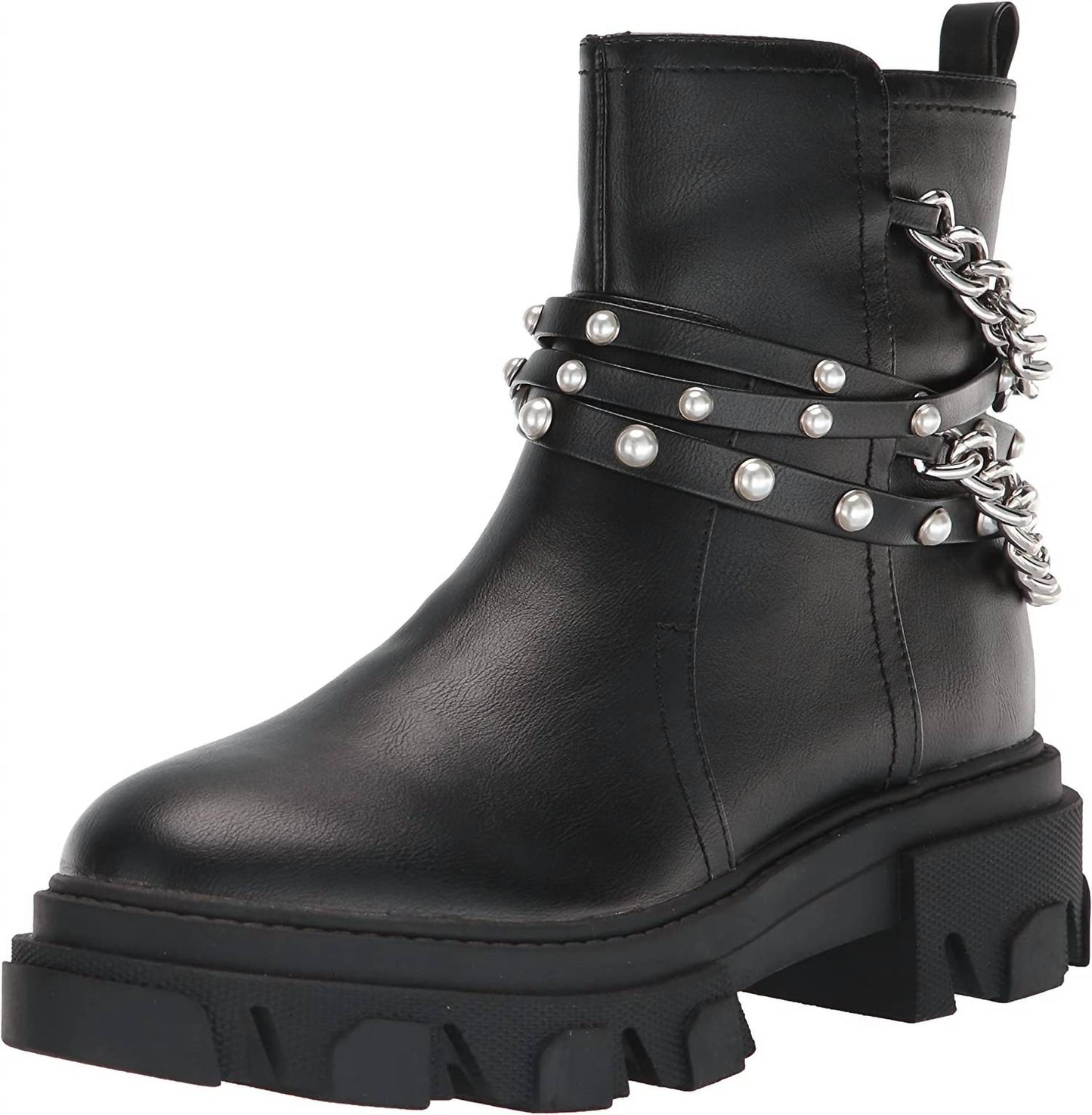 Nine West - Women's Cearlz3 Chain Detailed Leather Ankle Boots