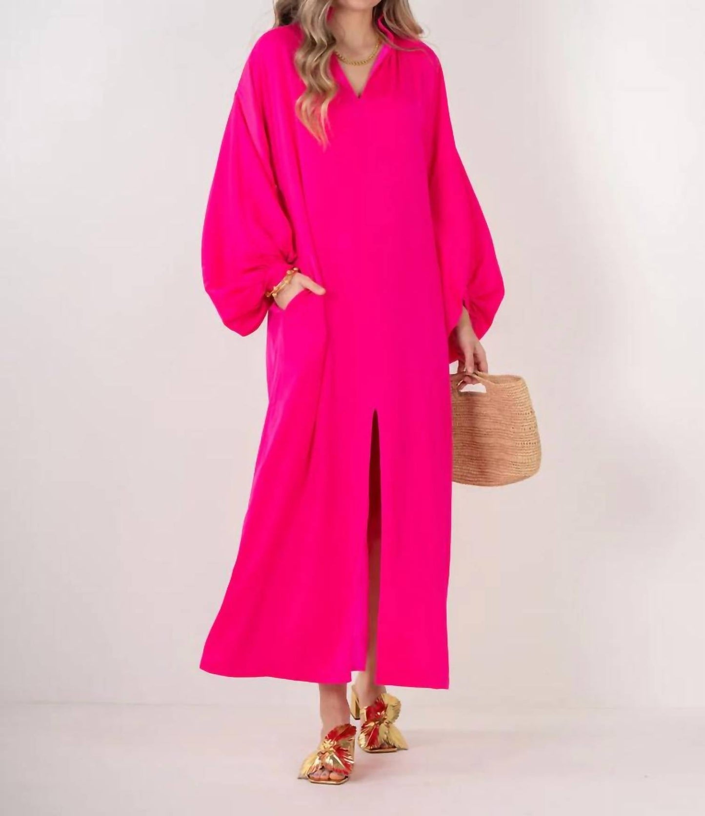 Emily Mccarthy - Women's Fiona Solid Front Slit Dress