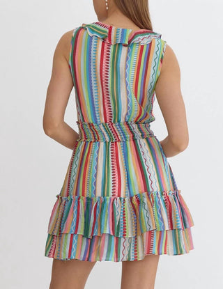 Entro - Fiesta Stripe Sleeveless Ruffle Dress