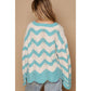 Pol - Oversize Round Neck Stripes Solid Pullover Sweater