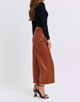 Judy Blue - Faux Leather Crop Wide Pants