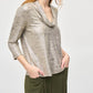Joseph Ribkoff - Foiled Knit Cowl Collar Top