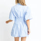 Karlie - Solid Poplin Ruffle Collar Bubble Hem Dress