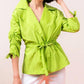 Elena Wang - Ruched Sleeves Drawstring Jacket