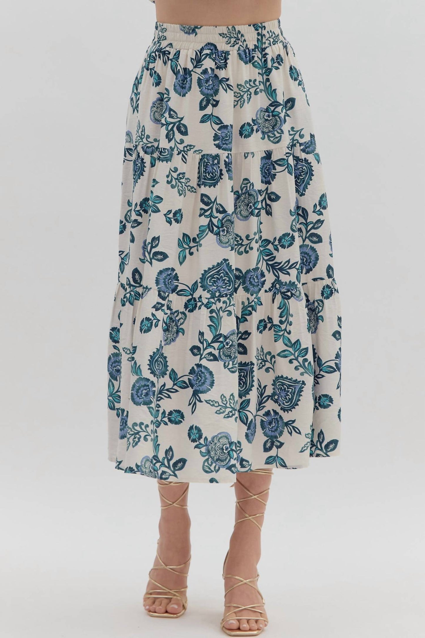 Entro - Camille Floral Midi Skirt