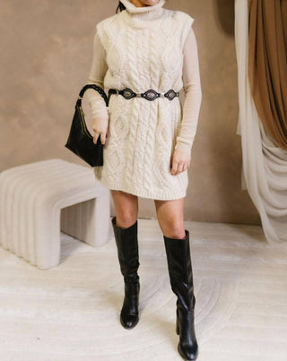 Cloud Ten - Cable Knit Sweater Dress