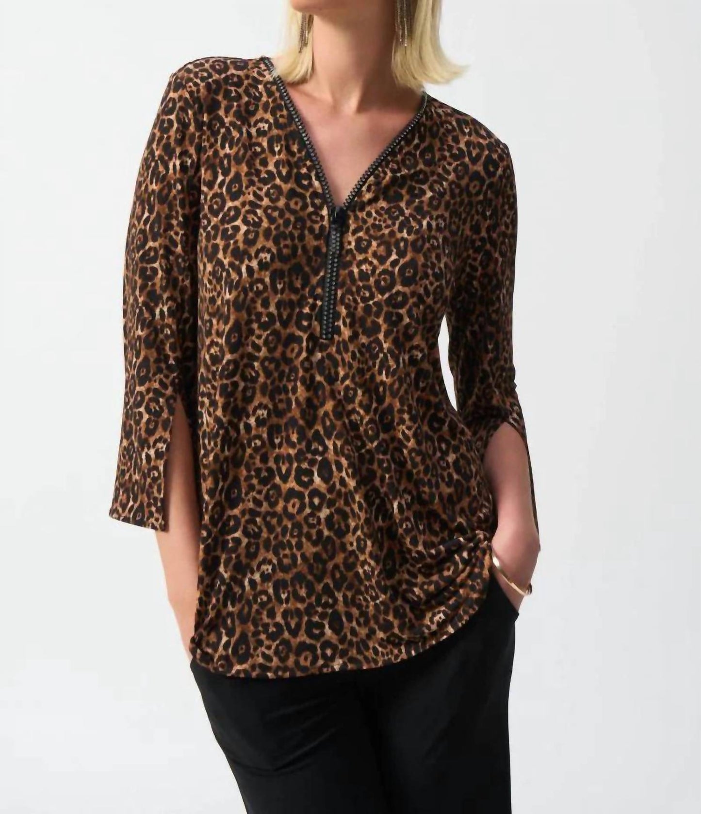 Joseph Ribkoff - Animal Print Split Sleeve Tunic Top