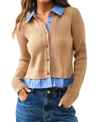Aaron & Amber - Cable Mixed Media Cardigan