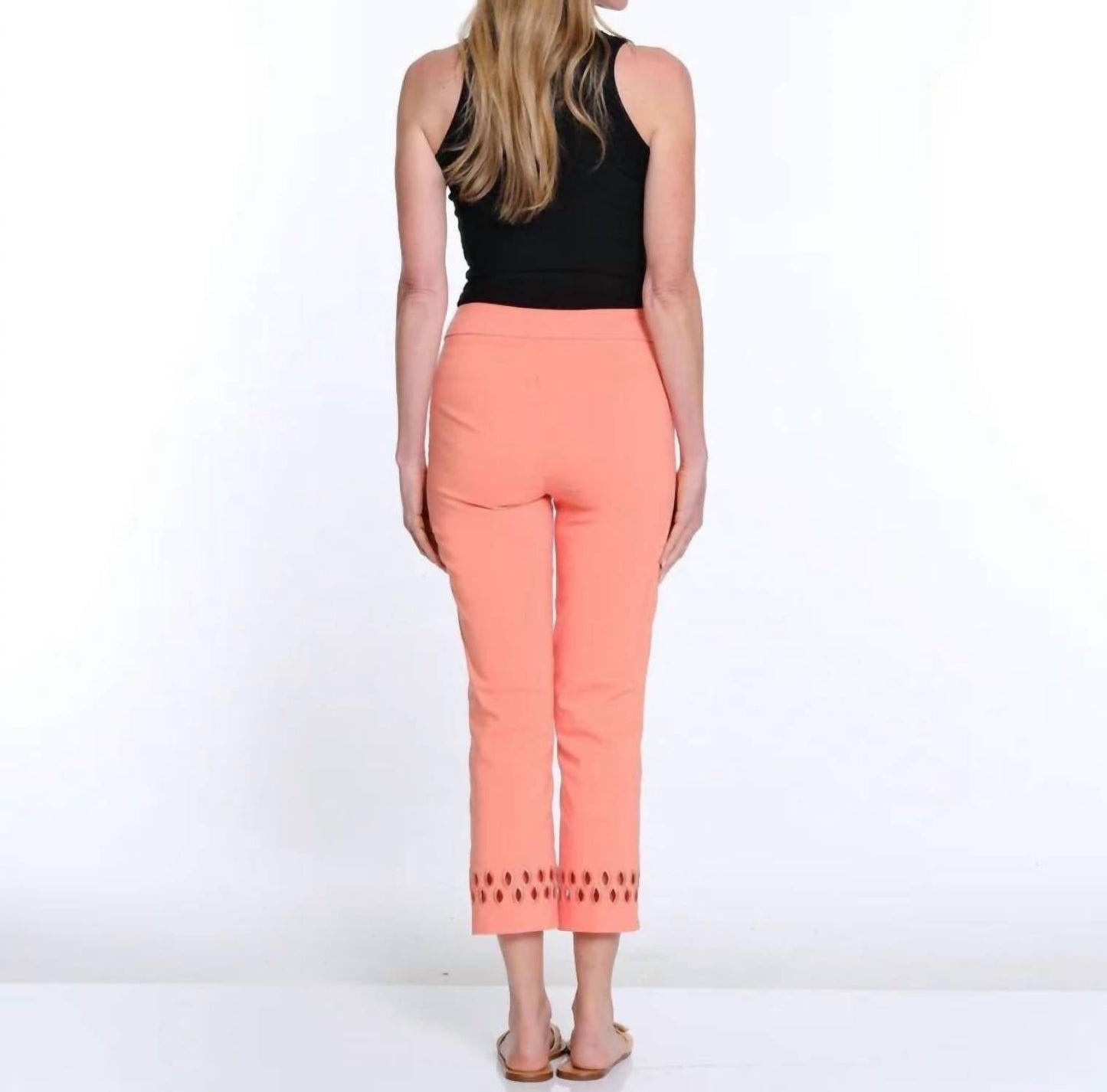 Multiples - Pull On Ankle Pant With Geometric Cutout Hem