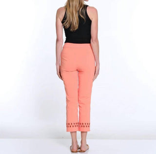 Multiples - Pull On Ankle Pant With Geometric Cutout Hem