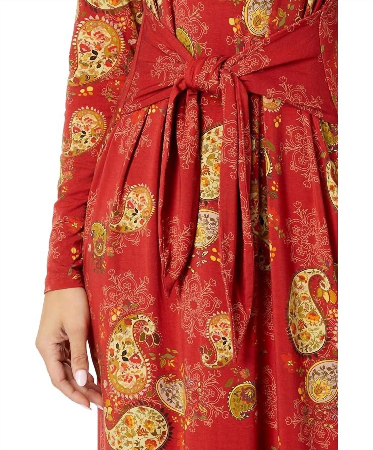 Johnny Was - Paisley Lace Long Sleeve Tie Front Knit Dress