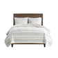 3 Piece Printed Microfiber Seersucker Quilt Set Taupe/Blue Full/Queen