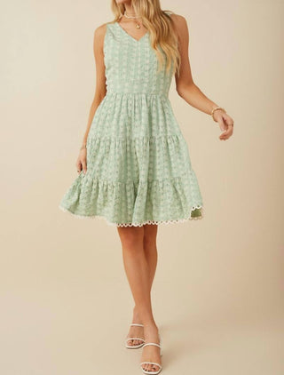 Hayden La - Floral Eyelet Lace Trim Dress