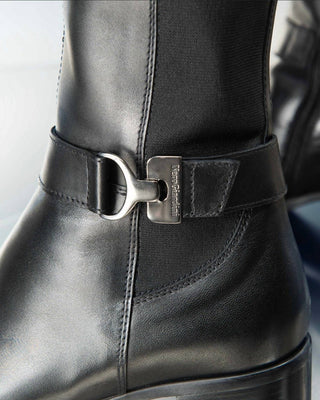 Nerogiardini - Women's Leather Stretch Buckle Knee Boots