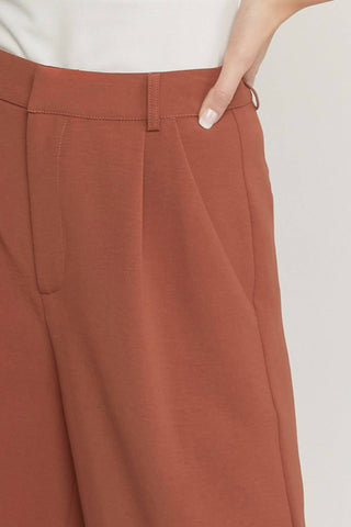 Entro - High Waisted Full Leg Pants With Pockets