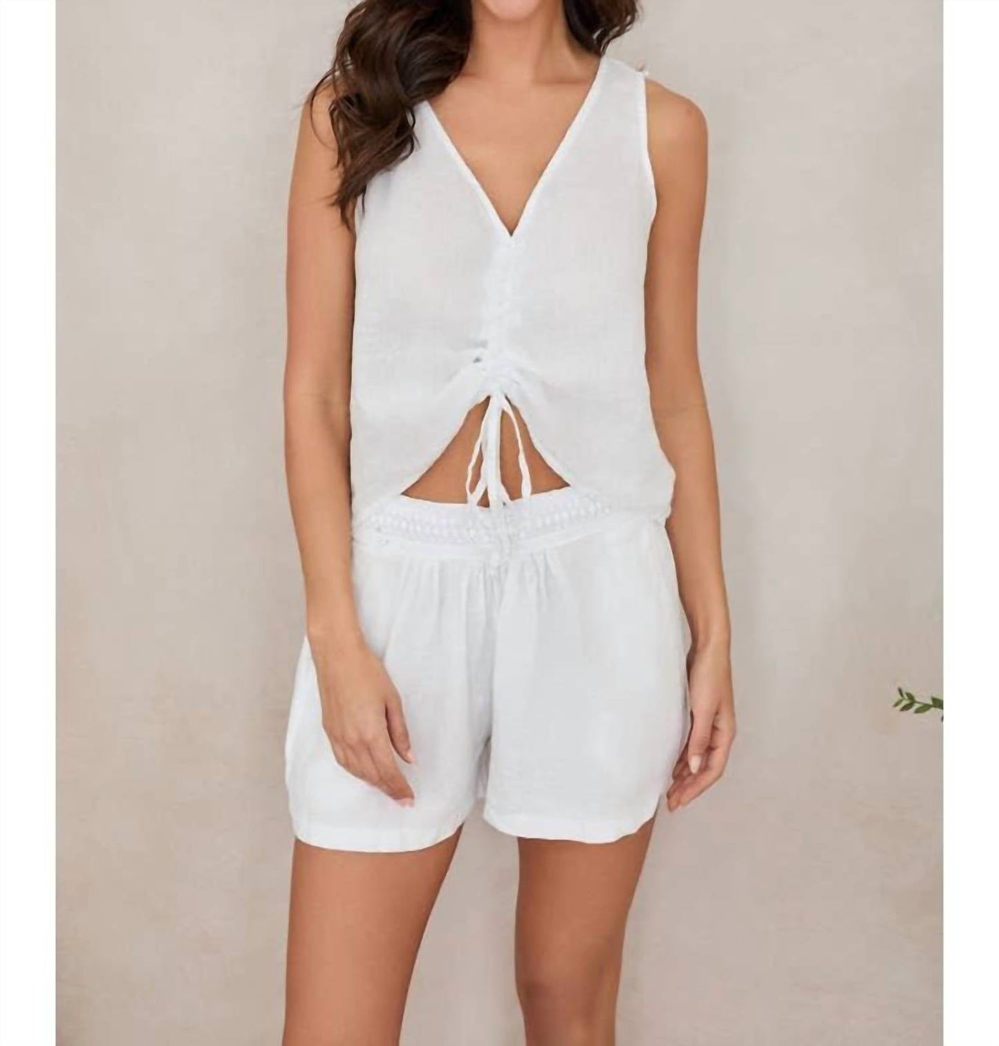 Milio Milano - V neck rouched linen crop top
