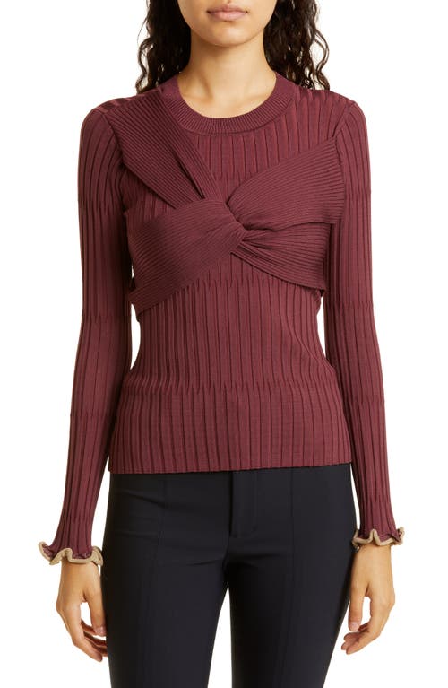 Jonathan Simkhai Womens Twist Front Contrast Trim Pullover Top