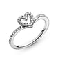 Pandora - Women's Sparkling Wishbone Heart Ring