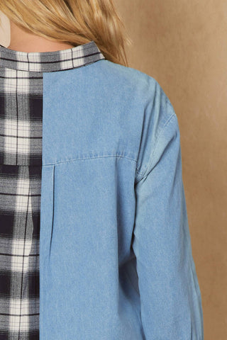 Entro - Denim & Plaid Top