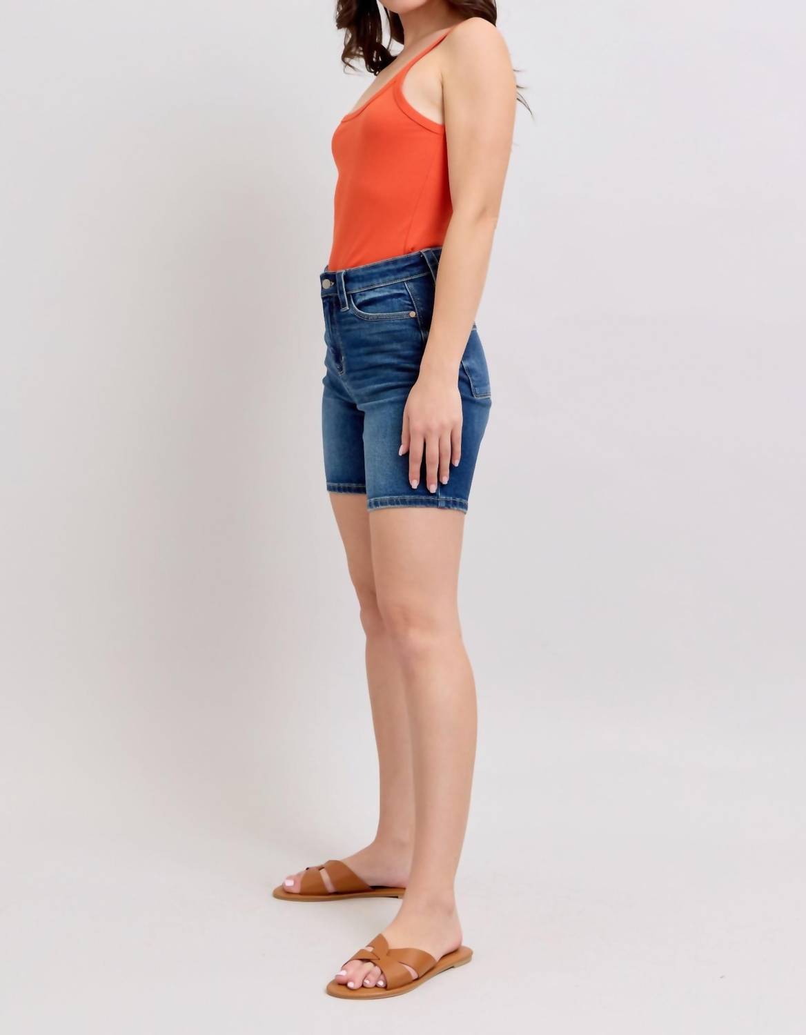 Judy Blue - High Waist Bermuda Back Flap Denim Short