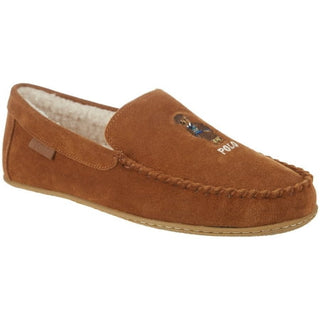 Ralph Lauren Men's Brown Collins Bear Memory Foam Moccasin Slippers
