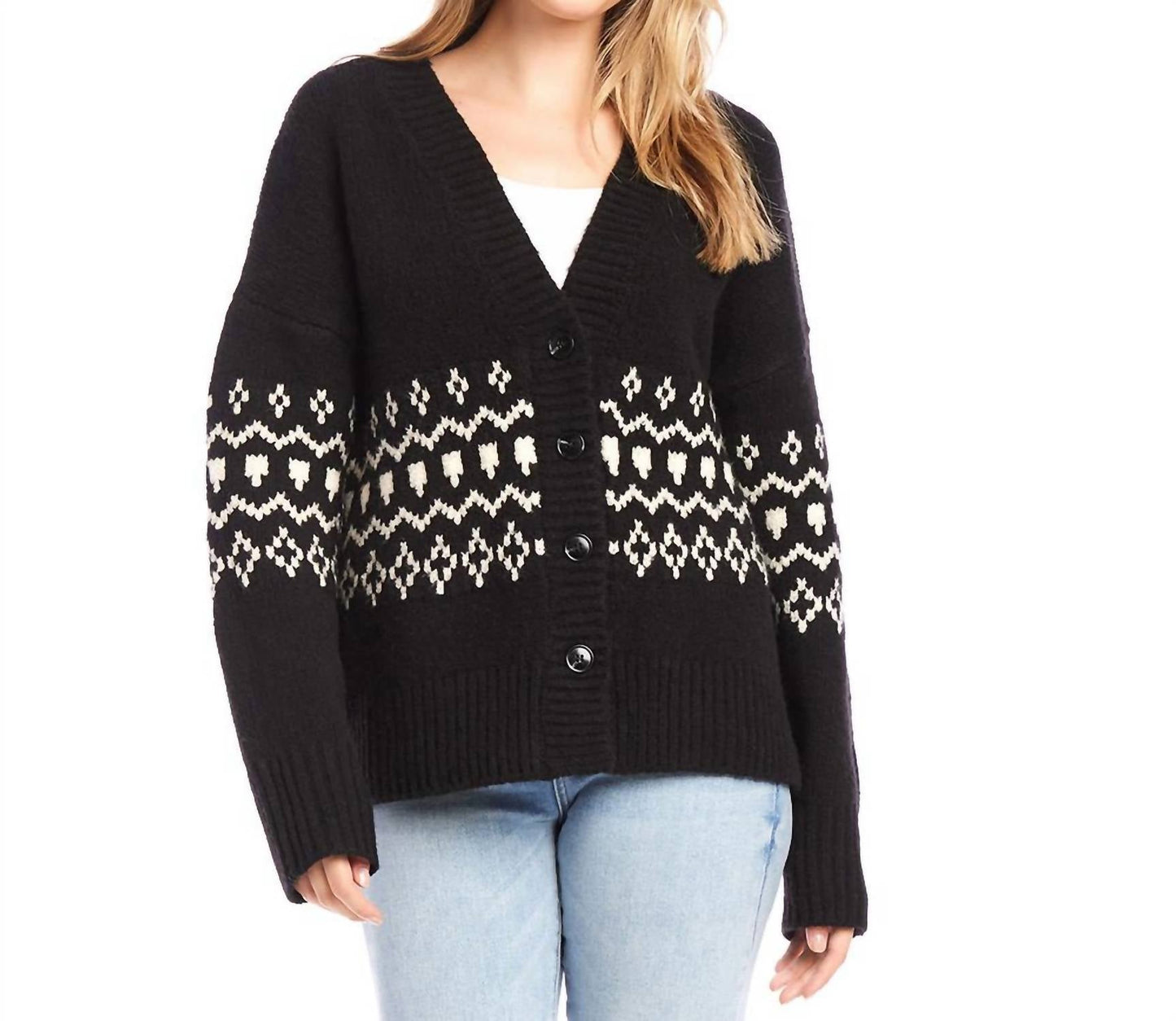 Karen Kane - Jacquard Sweater Cardigan
