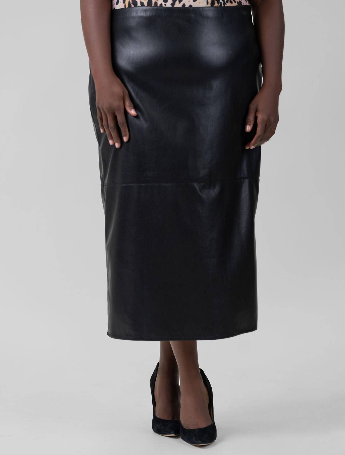 Good American - Better Than Leather Midi Pencil Skirt - Plus