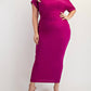 The Curve La - Plus Size Ribbed Knit Off Shoulder Knit Midi Dress