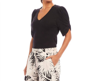 Karen Kane - Ribbed Twist Sleeve V-Neck Top