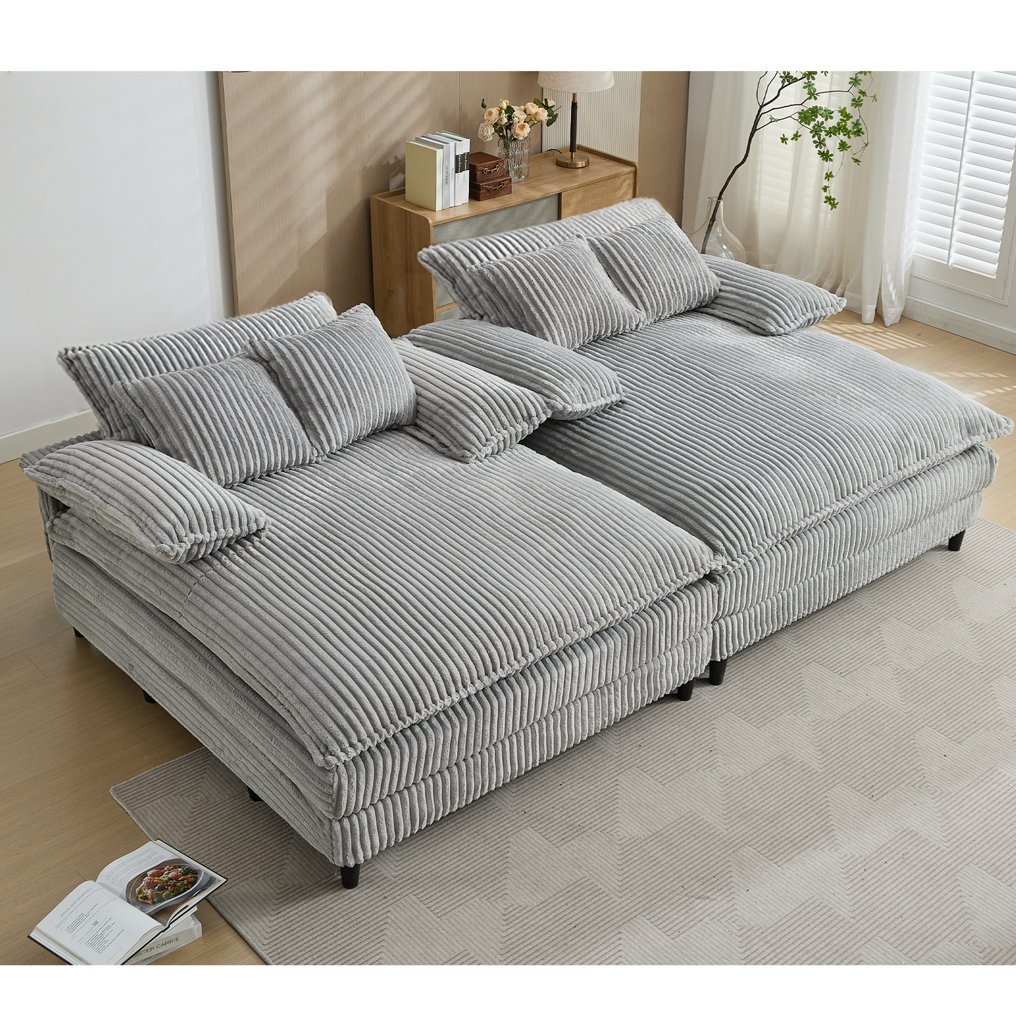 109" W Oversized Double Lounge Chaise Sofa