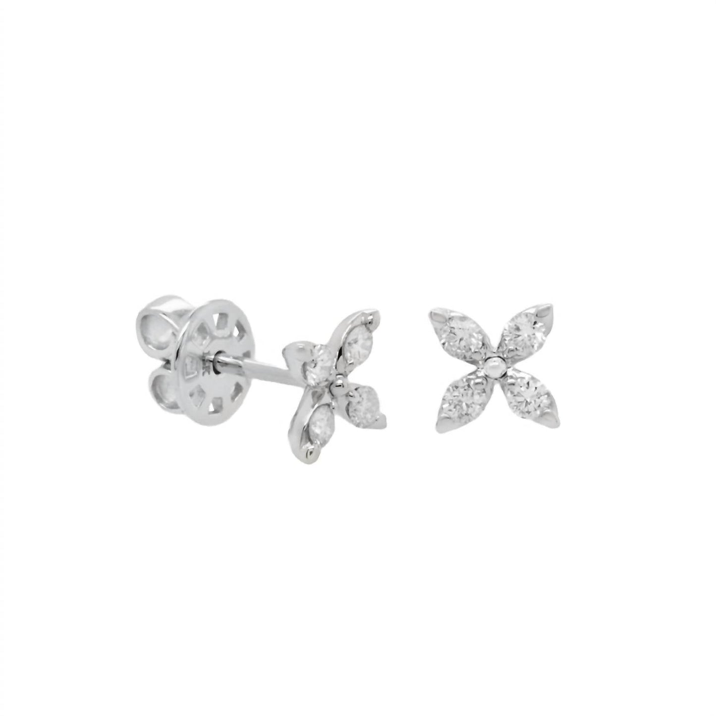 Diana M Jewels - 0.34 Cts Diamond Flower Stud Earrings
