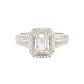 Aamiaa - 0.66 Carat Natural Diamond Emerald Cut Double Halo Engagement Ring - Size 6.5