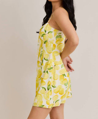 Le Lis - Lemon Shirred Neck Low Waist Mini Dress