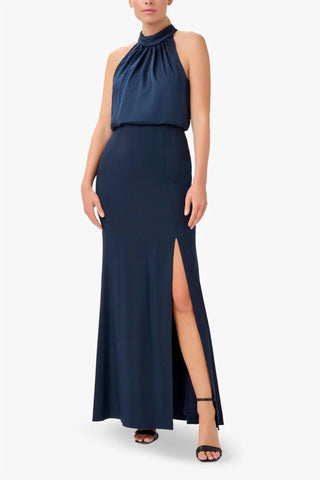 Adrianna Papell - Boat Neck Crepe Gown