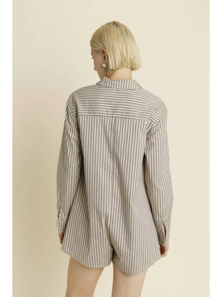 Aureum - Oversized Striped Shirt Romper