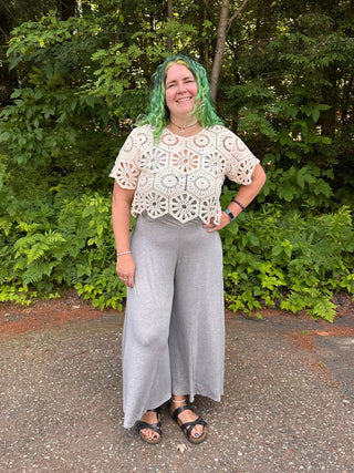 Adora - Women's Kaitlyn Crochet Short Sleeve Top