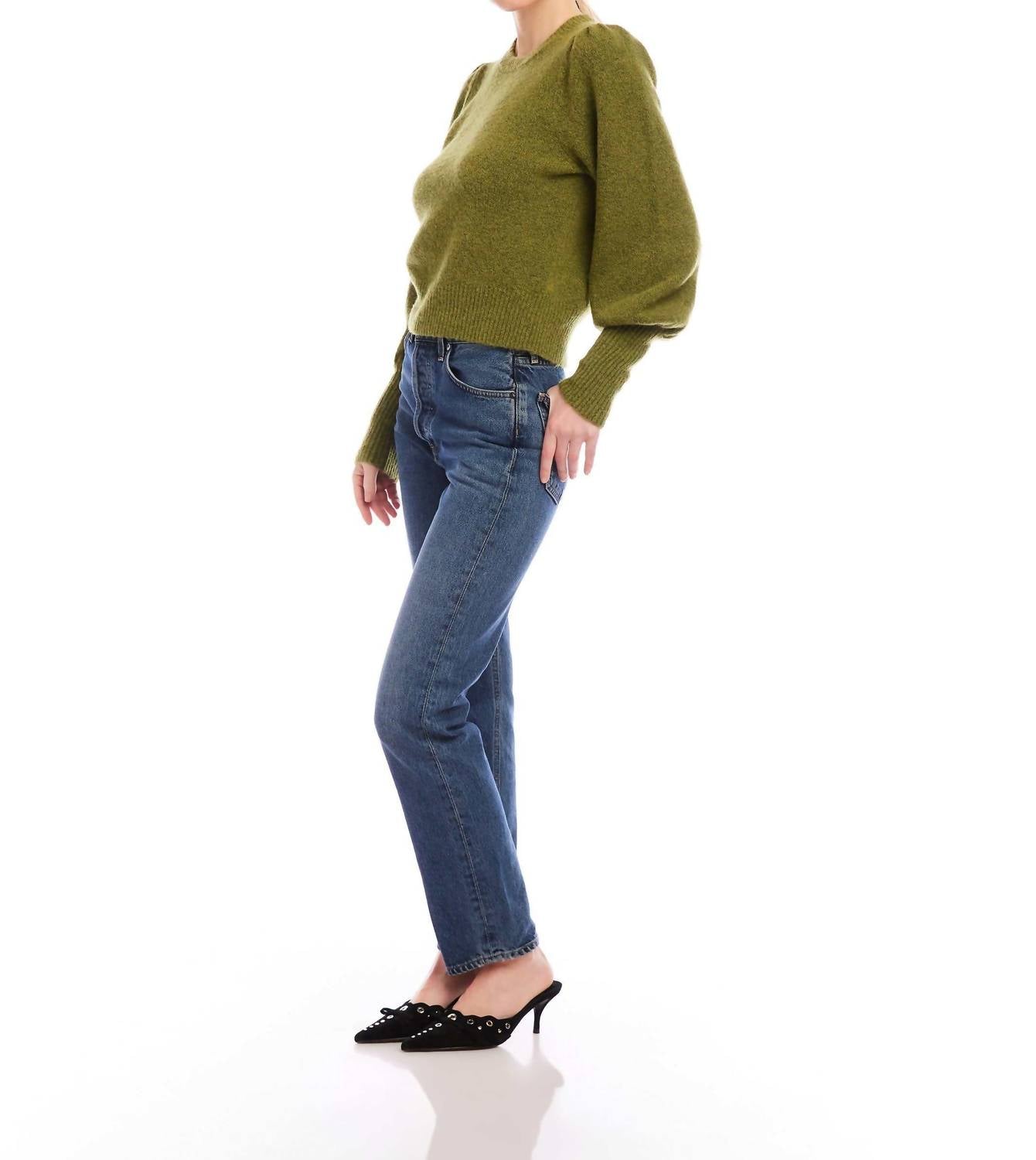 Fifteen Twenty - Lia Shirred Sleeve Crew Neck Sweater