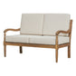 Outdoor Acacia Wood Loveseat with Cushions, Natural Finish with Beige Fabric