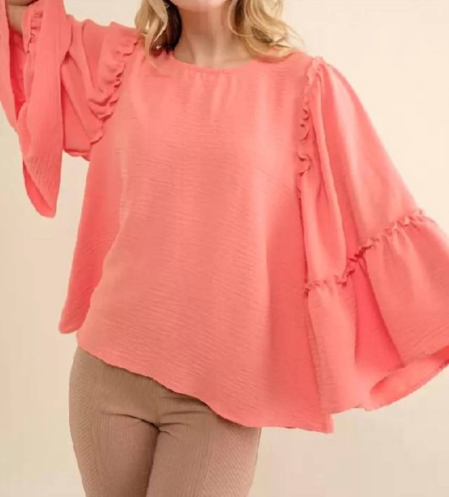 143 Story - Ruffle Flare Sleeves Top