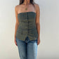 Aiblee - Button Down Olive Bustier Top