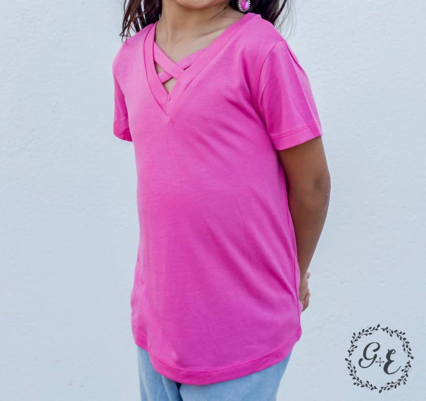 Southern Grace - Girl's Tangled V-Neck Basics Top