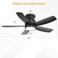 Flush Mount Ceiling Fan With 18W LED Light And Remote Control