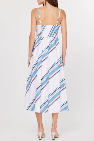 Current Air - Striped Heart Neck Wrap Midi Dress