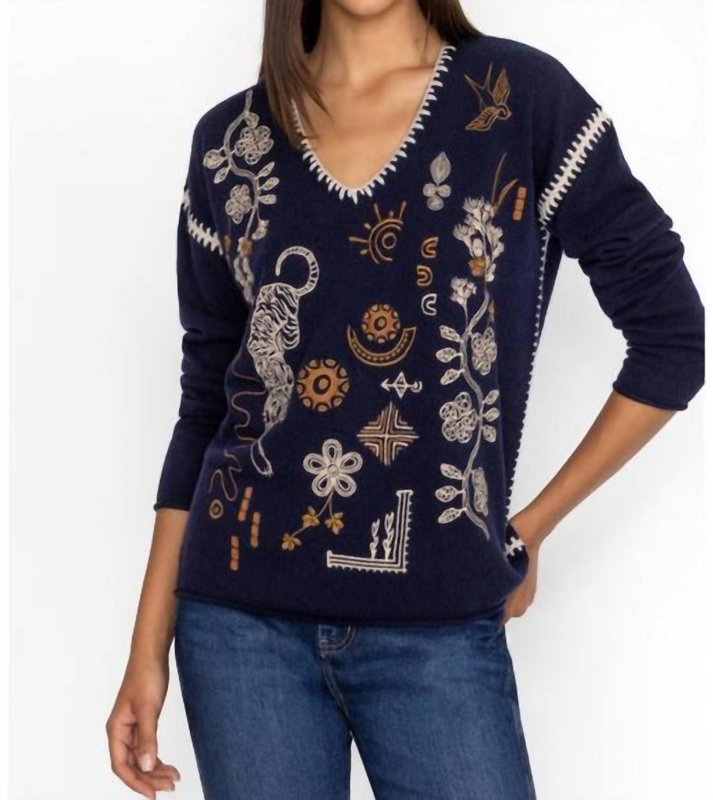 Johnny Was - JENAI WHIPSTITCH V-NECK PULLOVER