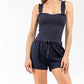 Juicy Couture - Women's Micro Terry Regal Blue Smocked Romper