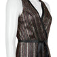 Aidan By Aidan Mattox - Sleeveless Piping Detail Tie Metallic Lurex Jumpsuit